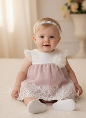 GIRL FLOWER APPLIQUE AND LACE DRESS