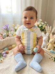 BOYS STRIPED OVERALL WITH SHIRT 2P SET