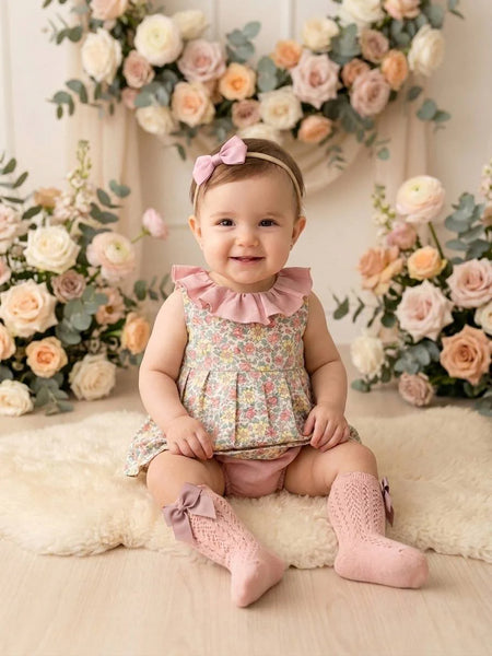GIRLS FLORAL RUFFLE COLLAR DRESS WITH BLOOMER 2P