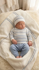 BABY COLORED STRIPED BLANKET AND NEWBORN 4P SET