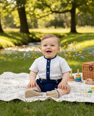 BABY BOYS MARINE BLUE CLASSIC SHORT SET