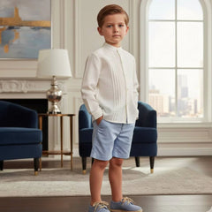 BOYS CLASSIC MAO COLLAR SHIRT AND SHORT SET