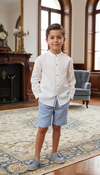 BOYS MAO COLLAR SHIRT WITH SHORT SET ARRECIFE