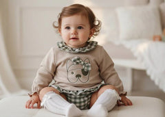 BABY GIRLS PLAID DOG FACE PRINT RANITA SET TAIPEI