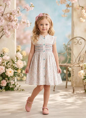 GIRLS PASTEL FLORAL SMOCKED DRESS