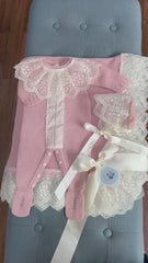 NEWBORN EYELET KNIT LUXURY ROMPER 3P SET