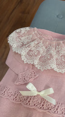NEWBORN LACE COLLAR AND LITTLE BOW KNIT LUXURY 4P SET