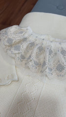 NEWBORN SILVER LACE COLLAR  KNIT LUXURY 4P SET