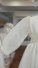 CHRISTENING LACE DETAIL LONG GOWN  WITH BONNET 2P