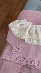 NEWBORN SILVER LACE COLLAR  KNIT LUXURY 4P SET
