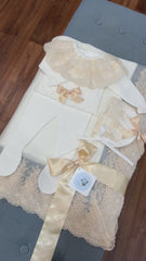 NEWBORN IVORY LACE COLLAR  KNIT LUXURY 4P SET