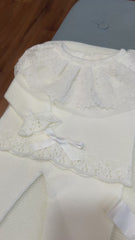 NEWBORN LACE COLLAR AND LITTLE BOW KNIT LUXURY 4P SET