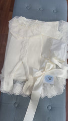 NEWBORN LACE COLLAR KNIT LUXURY ROMPER 3P SET