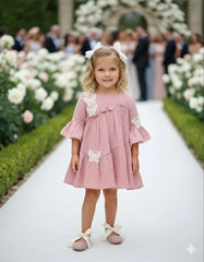 GIRL BUTTERFLY APPLIQUE PLUMETI DRESS