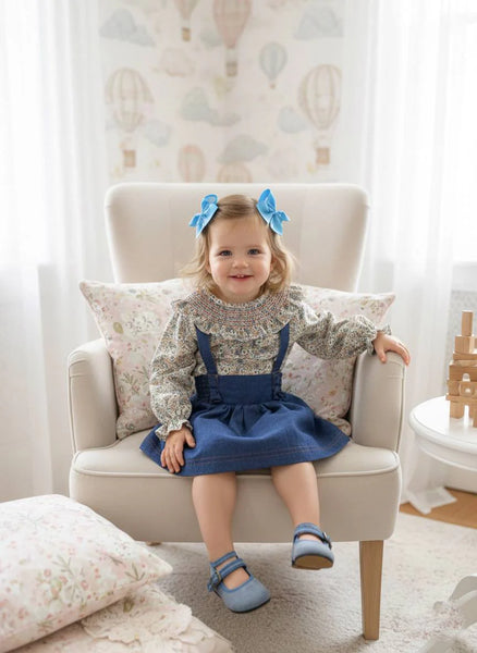 GIRLS DENIN SKIRT WITH FLORAL PRINT SHIRT SHANGAI
