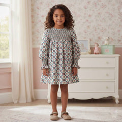 GIRLS FLORAL LONG SLEEVE DRESS