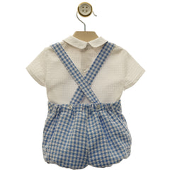 BOYS VICHY SHORT WITH SUSPENDERS AND WHITE SHIRT SET