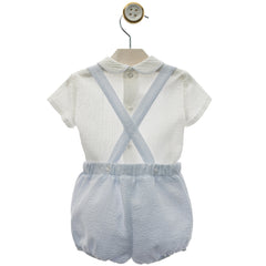 BOYS SHORT WITH SUSPENDERS AND PETER PAN COLLAR SHIRT SET