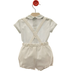 BOY LINES PETER PAN COLLAR SHIRT AND WHITE ROMPER