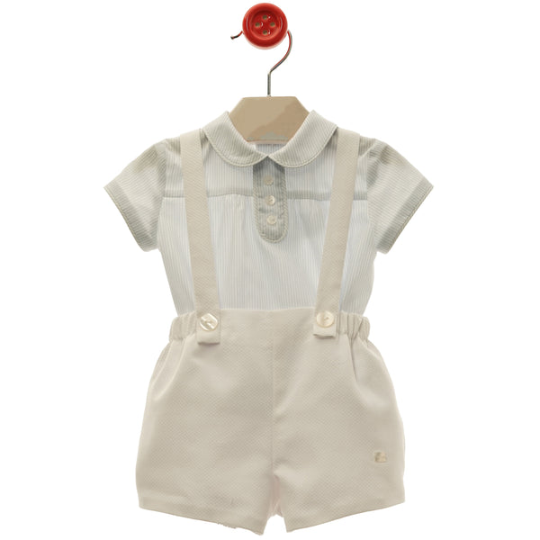 BOY LINES PETER PAN COLLAR SHIRT AND WHITE ROMPER