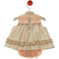 GIRLS PASTEL STRIPED SHORT DRESS WITH BLOOMERS