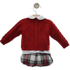 GIRL SWEATER WITH COLLAR RUFFLE SHIRT AND ESCOCES RUFFLE BOMBACHO 3P SET
