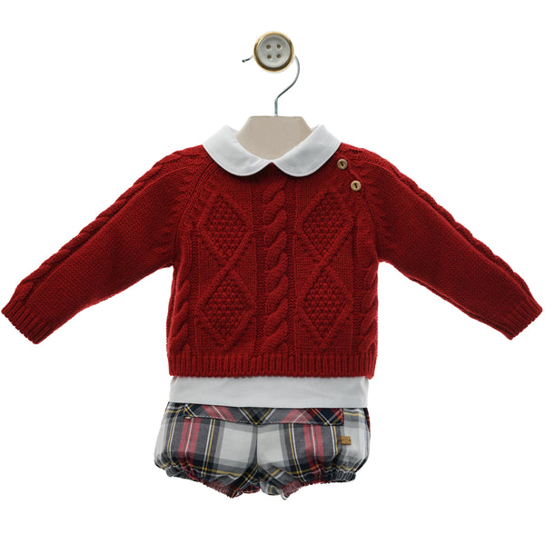 BOY SWEATER WITH SHIRT AND ESCOCES BOMBACHO 3P SET