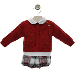 BOY SWEATER WITH SHIRT AND ESCOCES BOMBACHO 3P SET