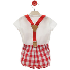 BABY BOYS SUSPENDER WITH PLAID SHORT SET TR