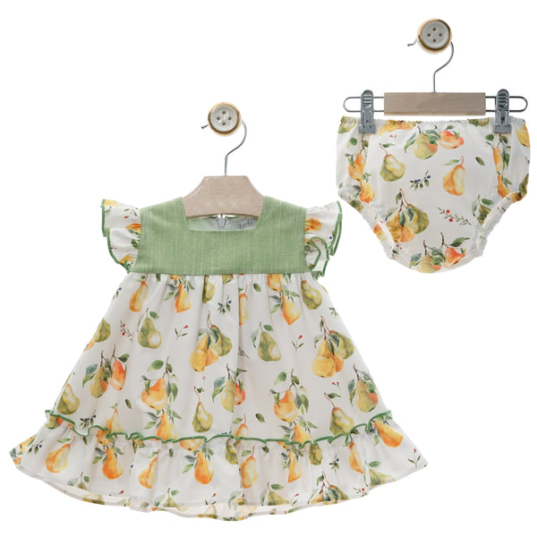 BABY GIRLS PEAR PRINT DRESS WITH BLOOMER PARAISO