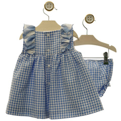 GIRL  RUFFLE VICHY SHORT DRESS WITH BLOOMERS
