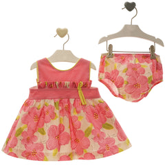 GIRLS BIG FLOWERS PRINT SHORT DRESS SET FLORA