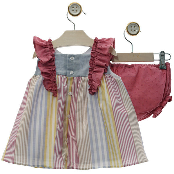 GIRLS MULTICOLORED SHORT DRESS WITH PLUMETI BLOOMERS