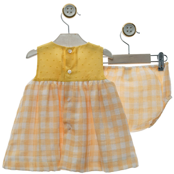 GIRL YELLOW PLAID DRESS WITH BLOOMERS