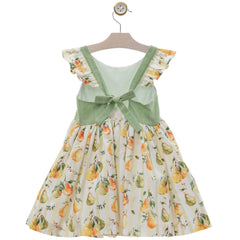 GIRLS GREEN PEAR PRINT DRESS PARAISO