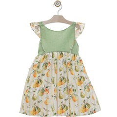 GIRLS GREEN PEAR PRINT DRESS PARAISO