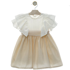 GIRL TULLE BOW AND RUFFLE SLEEVE DRESS