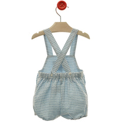 BABY BOY PLAID ROMPER WITH CORAL DETAILS