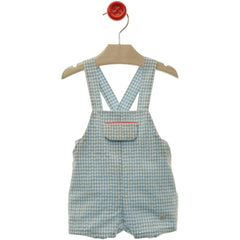 BABY BOY PLAID ROMPER WITH CORAL DETAILS