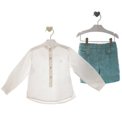 BOYS CLASSIC MAO COLLAR SHIRT AND SHORT SET VENUS