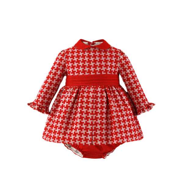 BABY GIRL HOUNDSTOOTH WITH COLLAR DRESS