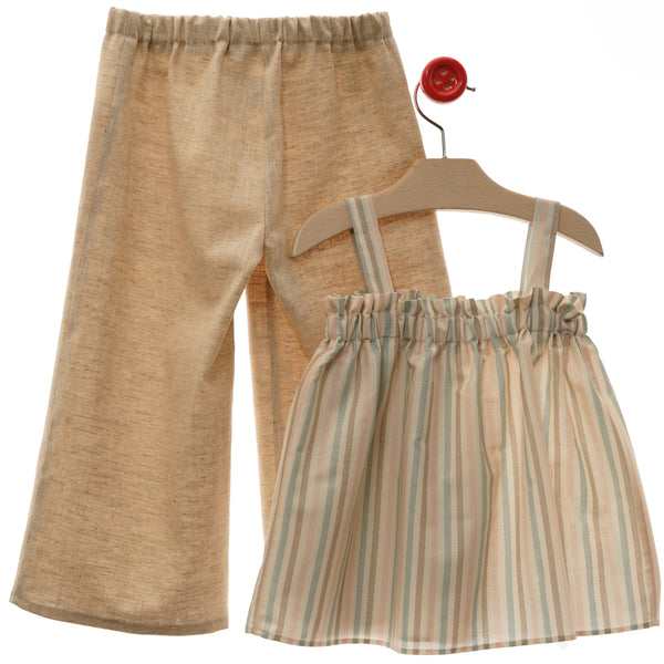 GIRLS STRIPED BLOUSE AND WIDE LEG PANT