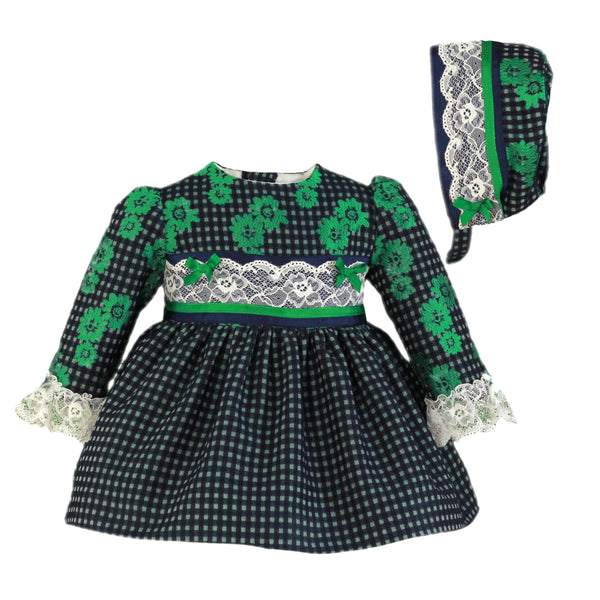 GREEN BLUE BABY DRESS WITH HOOD
