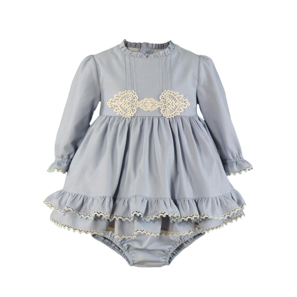 BABY GIRL LONG SLEEVE LAYERED SHORT DRESS WITH BLOOMERS