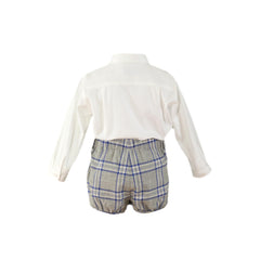 BOY GRAY WITH BLUE PLAID SHORT SET