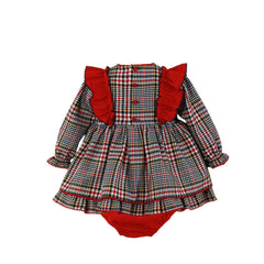 BABY GIRL HOUNDSTOOT AND POMPOM SHORT DRESS WITH BLOOMER