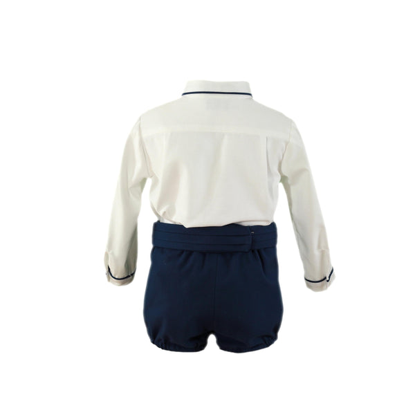 BABY BOY LONG SLEEVE WITH BOW TIE SHIRT AND SHORT PANTS SET