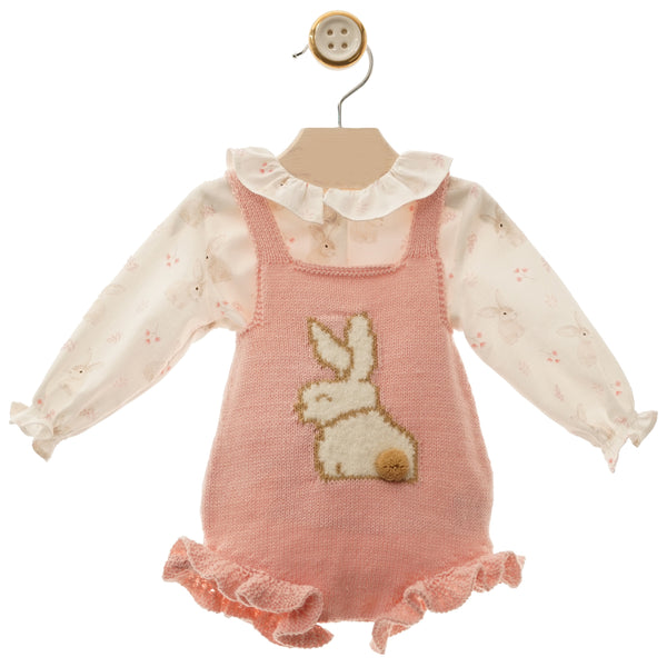 BABY BUNNIES PRINT BLOUSE AND ROMPER GENIO SET