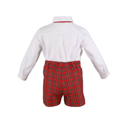 Boys Red plaid short and long sleeve shirt set