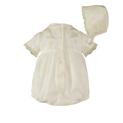 Baby lace ceremony romper with bonnet